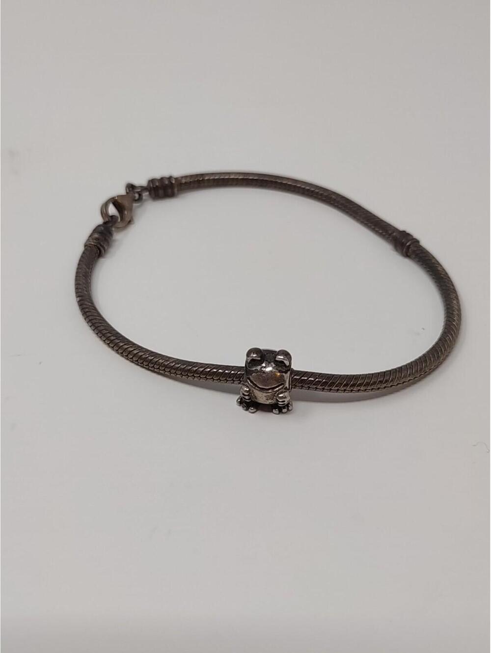Retired Pandora Frog Charm 925 ALE on Sterling Bracelet 8 in